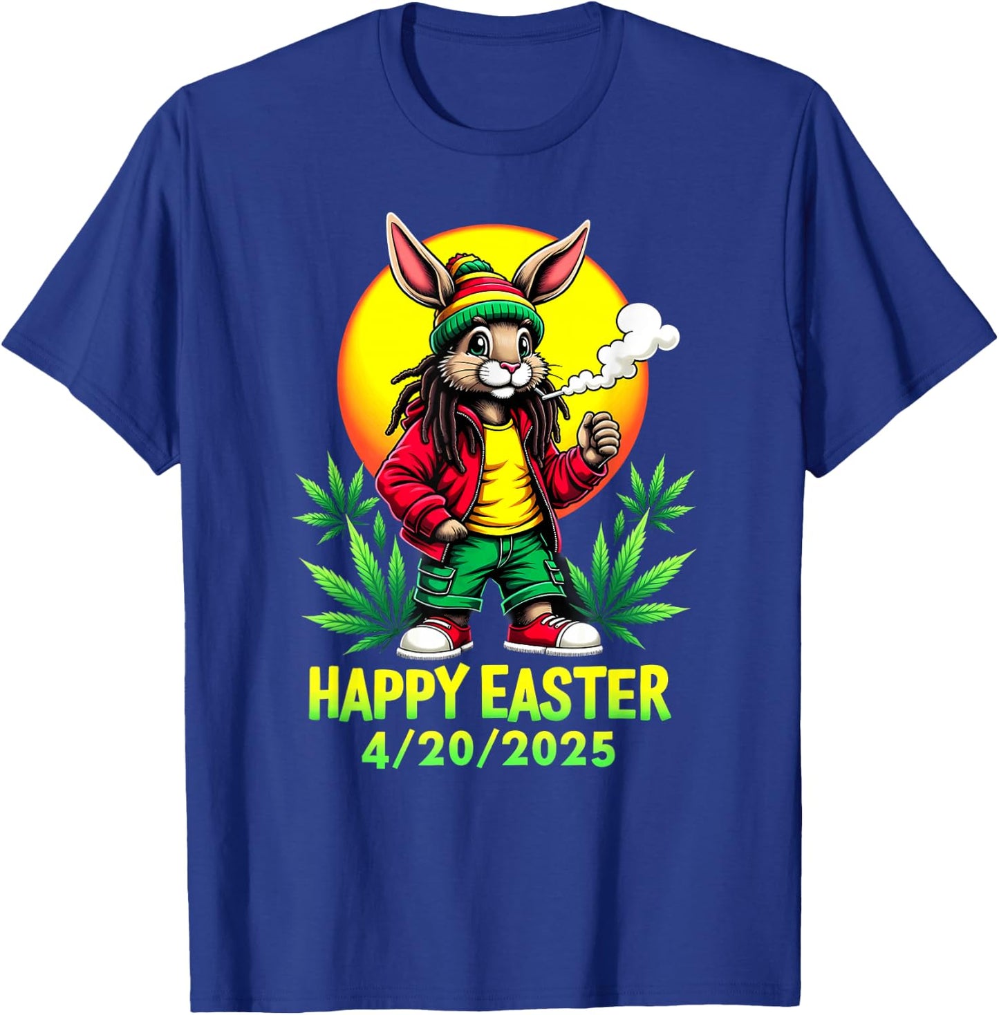 Happy Easter Bunny Marijuana Cannabis Weed 420 T-Shirt - T-Shirt | Royal