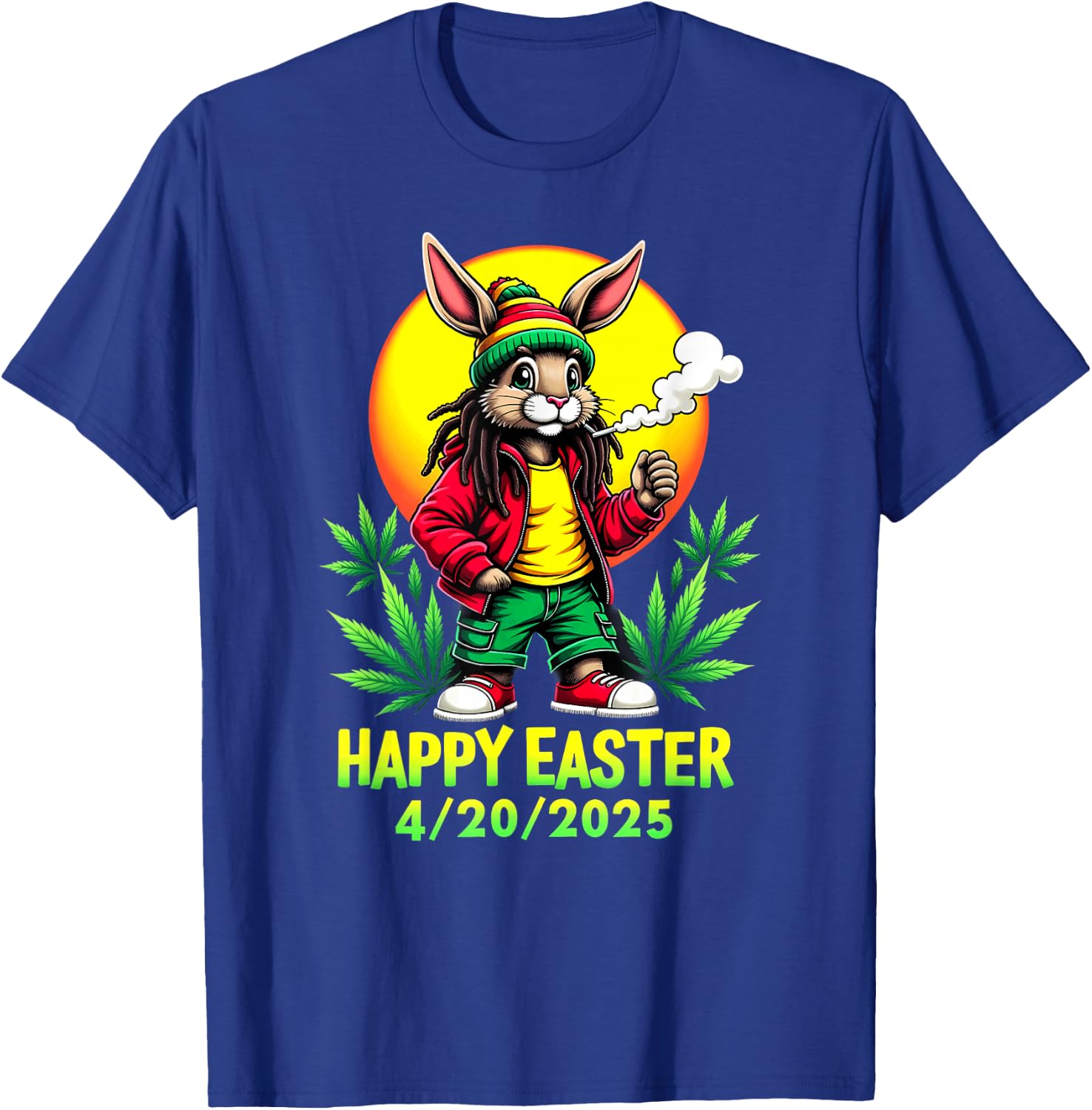Happy Easter Bunny Marijuana Cannabis Weed 420 T-Shirt - T-Shirt | Royal