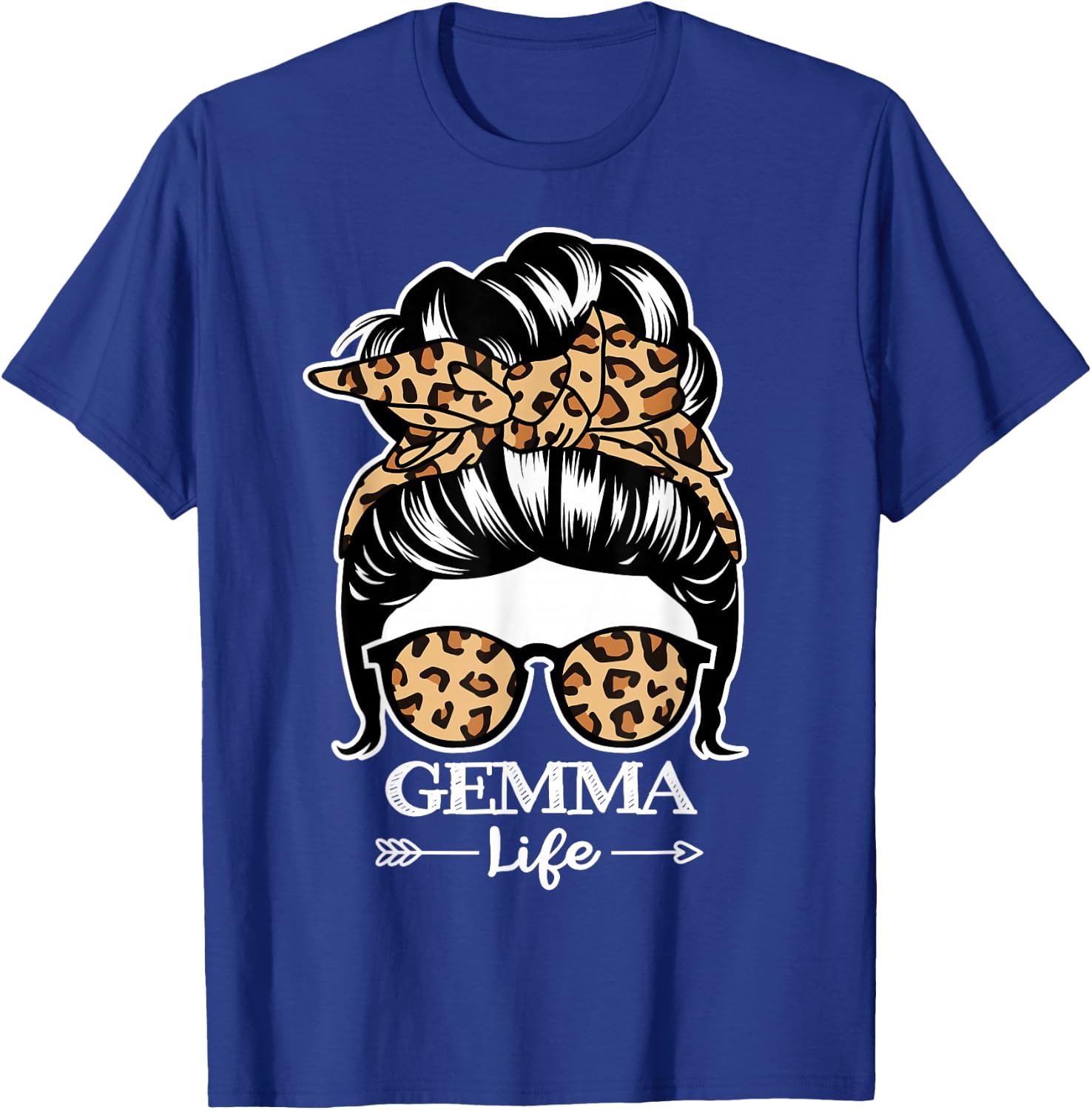 Gemma Life Messy Bun Hair Funny Gemma Leopard T-Shirt - T-Shirt | Royal