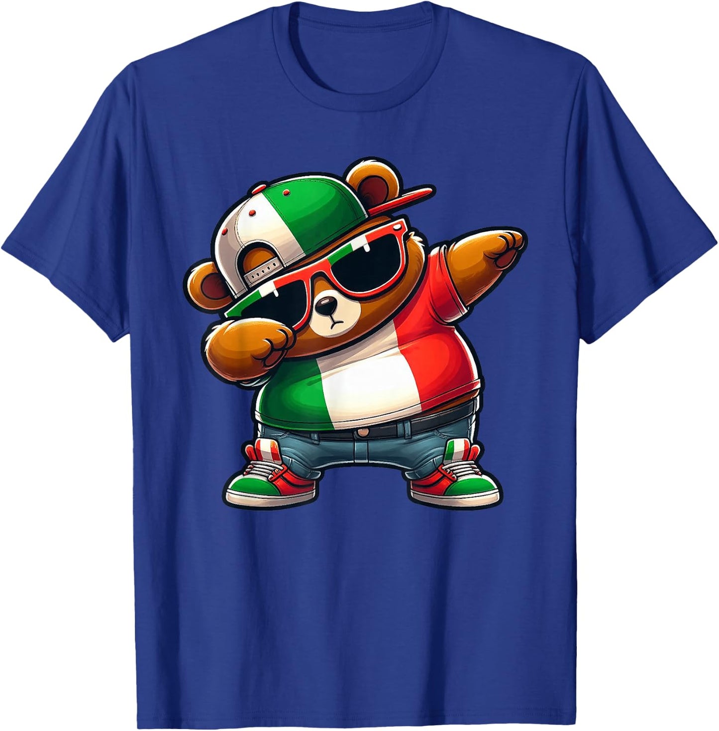 Italian Bear Italia Dab Dabbing Boys Kids 2024 , Blue, S T-Shirt - T-Shirt | Royal