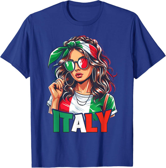 Italy Flag Woman Sunglasses Girls Italy & Italia , black T-Shirt - T-Shirt | Royal