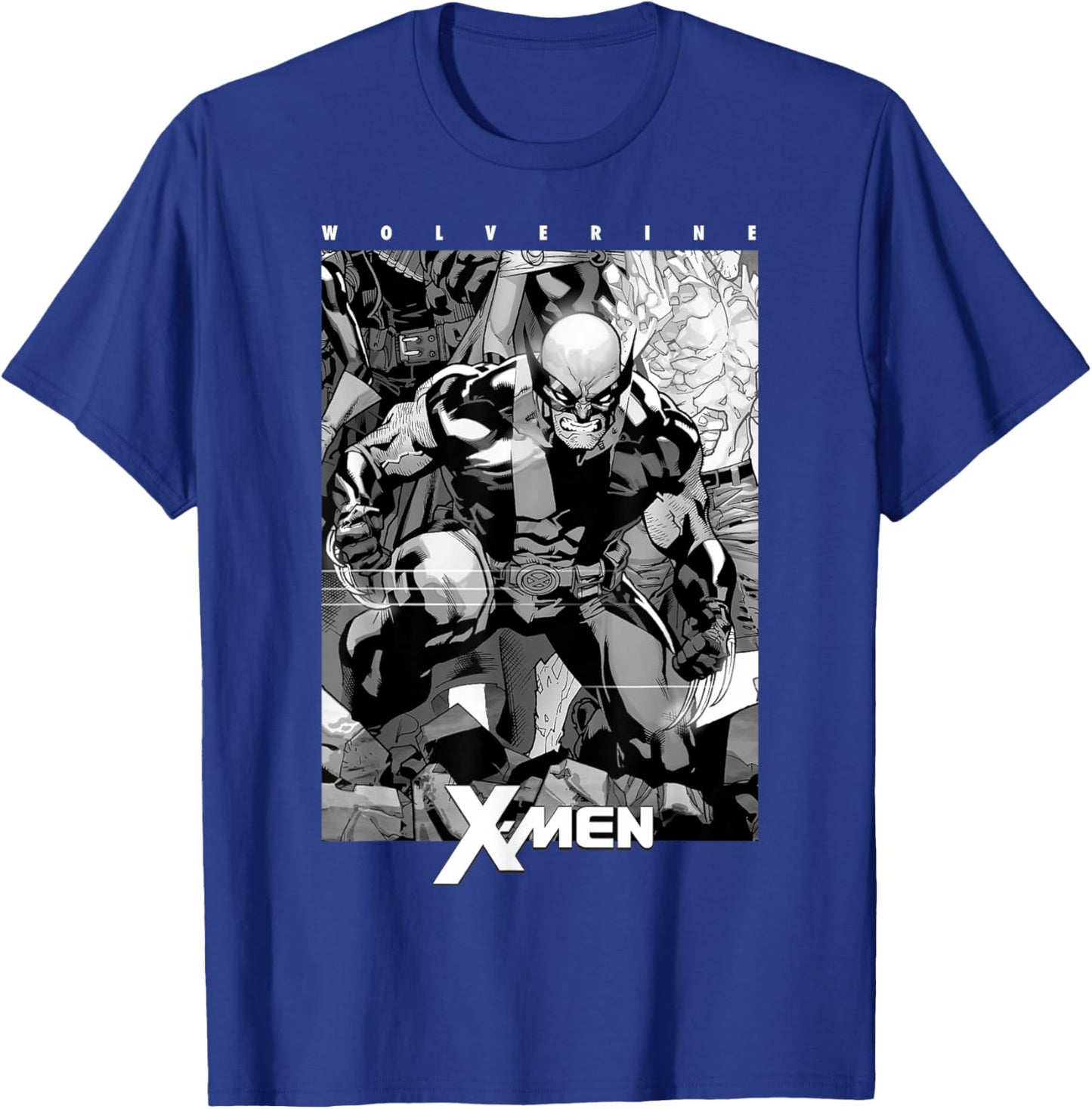 Marvel X-Men Wolverine Black & White Comic Panel T-Shirt - T-Shirt | Royal