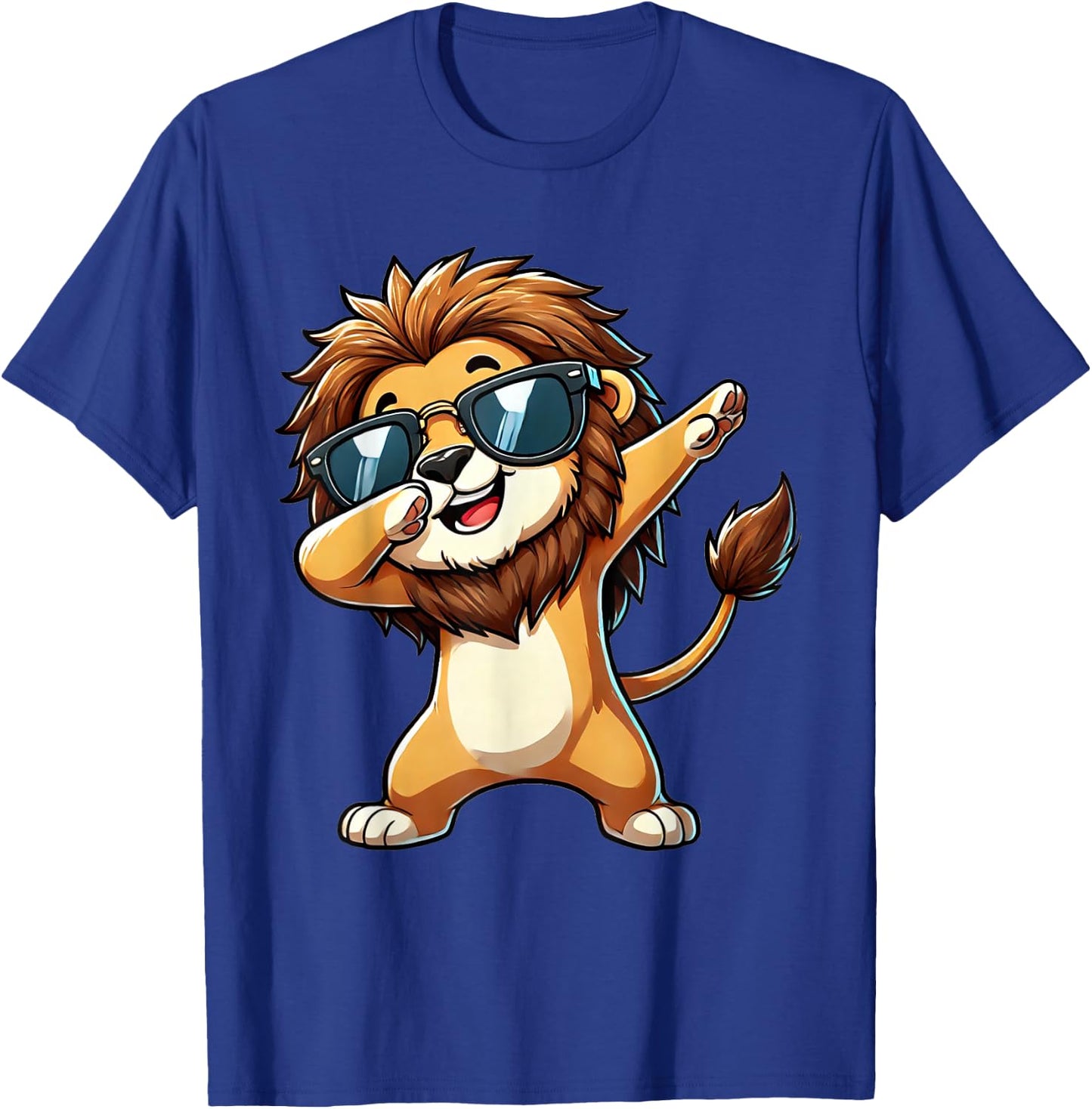Lion Dabbing Cute Lion Dancing , black T-Shirt - T-Shirt | Royal