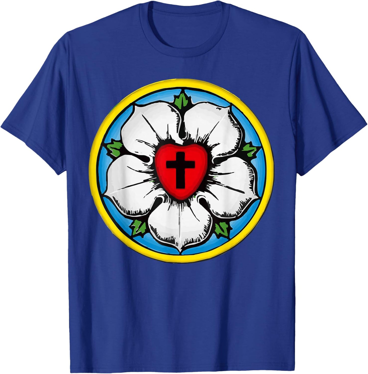 Luther Rose Seal Lutheran Symbol Christian Cross T-Shirt - T-Shirt | Royal