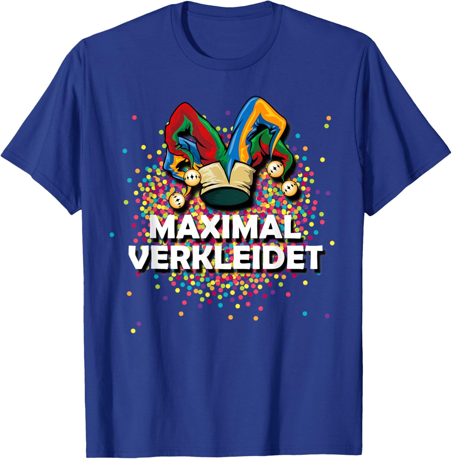 Confetti Costume Fancy Dress Jester Cap Maximum Dressed , black T-Shirt - T-Shirt | Royal