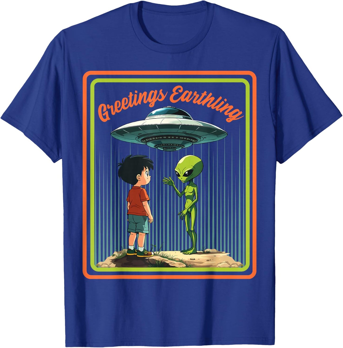 Vintage Child Game Horror, Dark Humour Greetings Earthling T-Shirt - T-Shirt | Royal