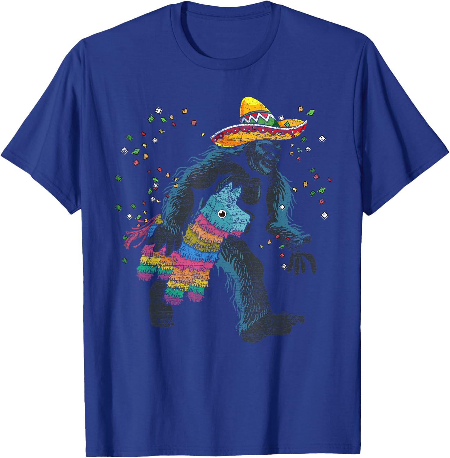 Bigfoot Mexican Pinata Sasquatch Fiesta Funny Cinco De Mayo T-Shirt - T-Shirt | Royal