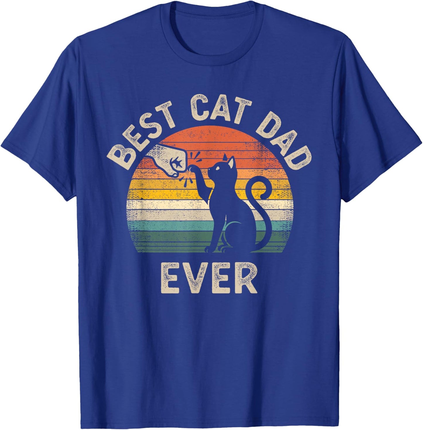 Best Cat Dad Ever Vintage Retro Style Cats Lover T-Shirt - T-Shirt | Royal