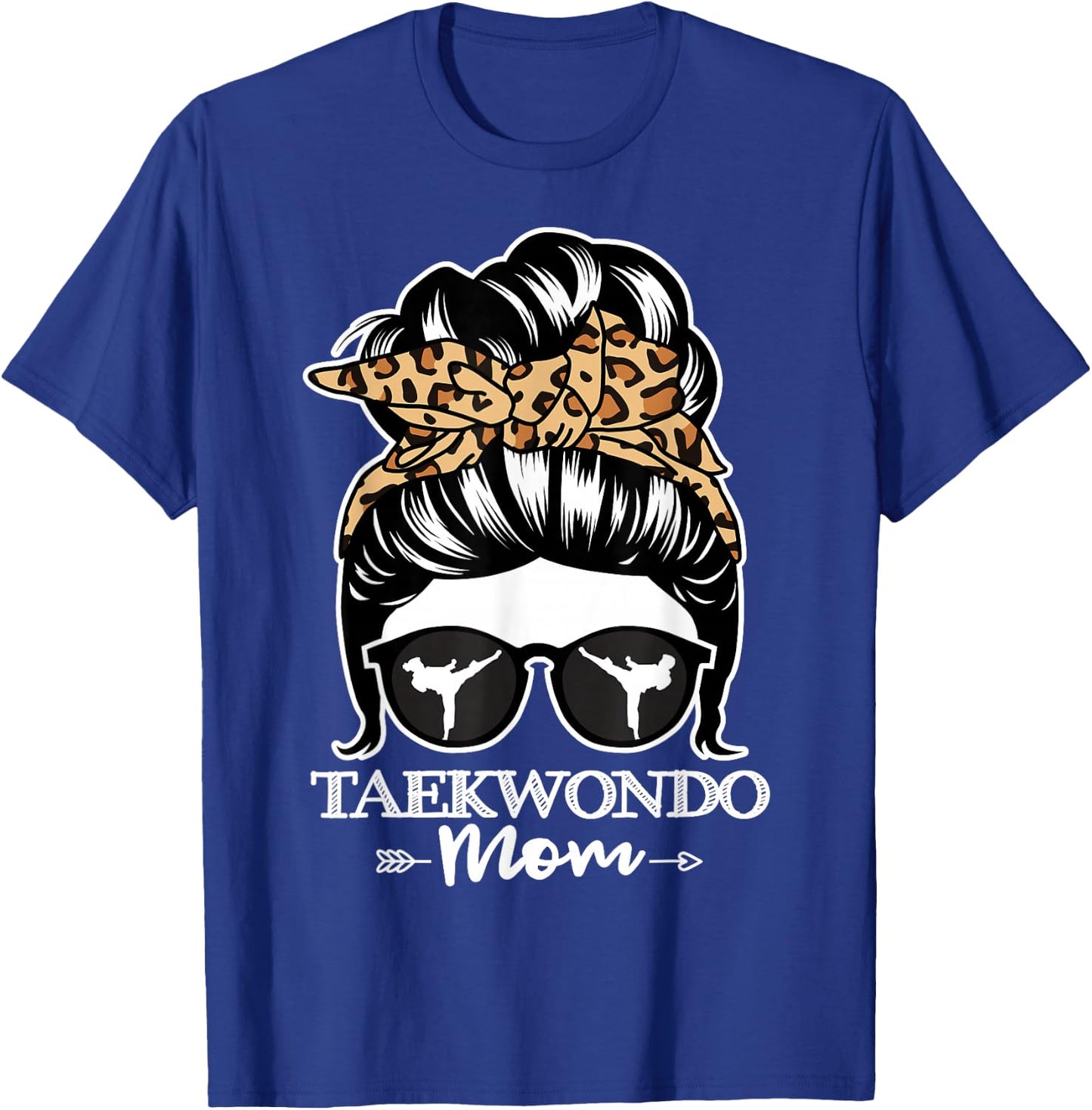 Taekwondo Mom Messy Bun Hair Funny Taekwondo Athlete Mom T-Shirt - T-Shirt | Royal
