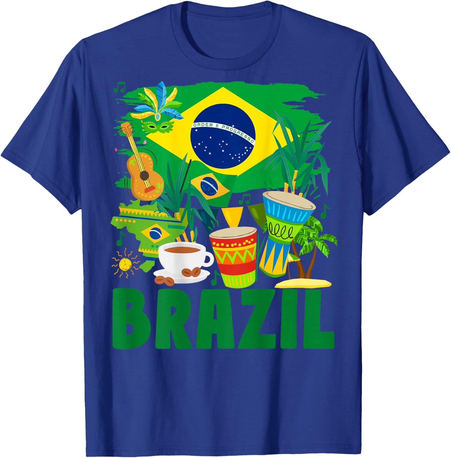 Brazil Flag Outfit Idea For Kids Brazil & Brazilian Flag T-Shirt - T-Shirt | Royal