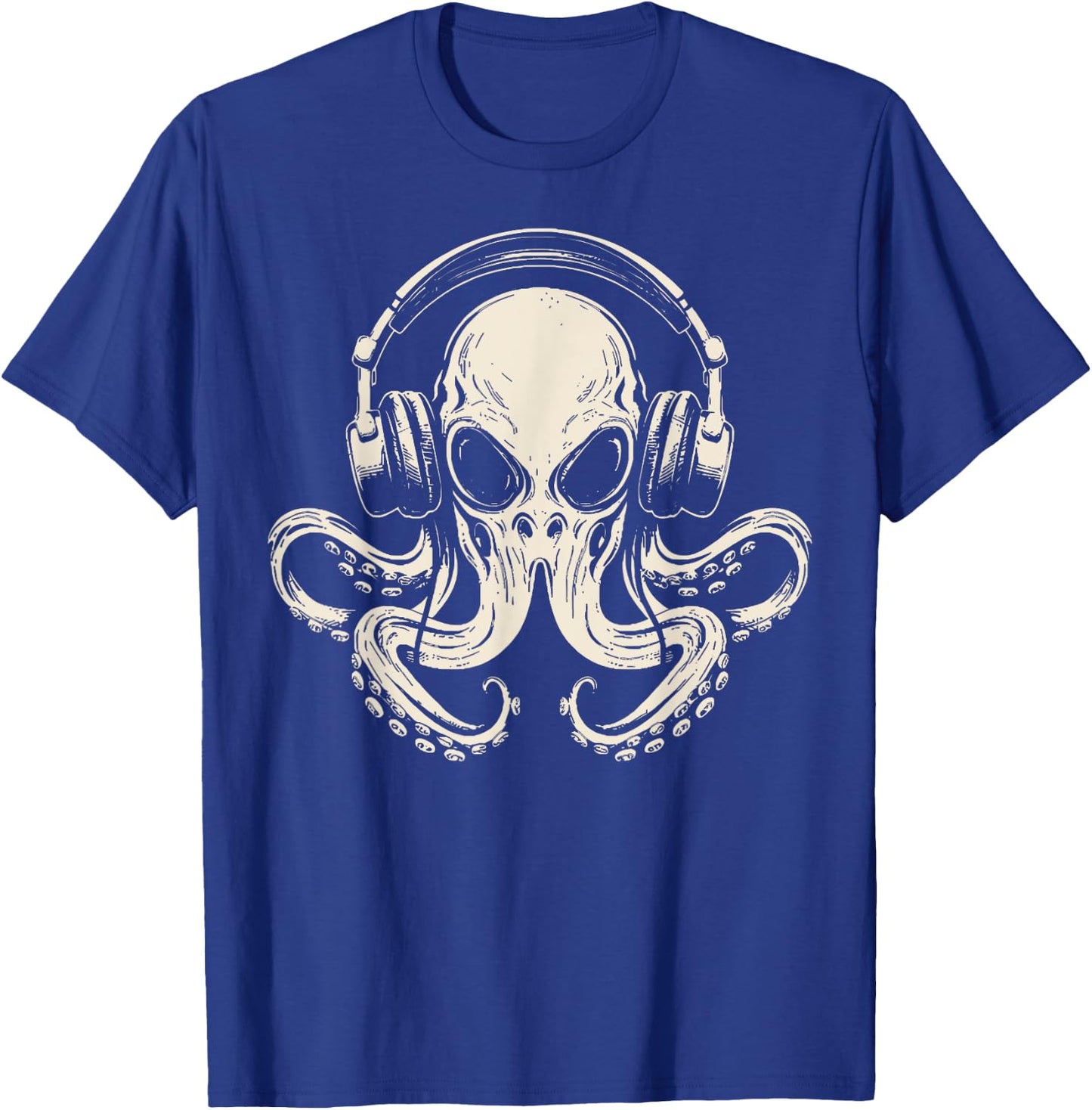Octopus Musician Headphone Music Lover Octopus Kraken Ocean T-Shirt - T-Shirt | Royal
