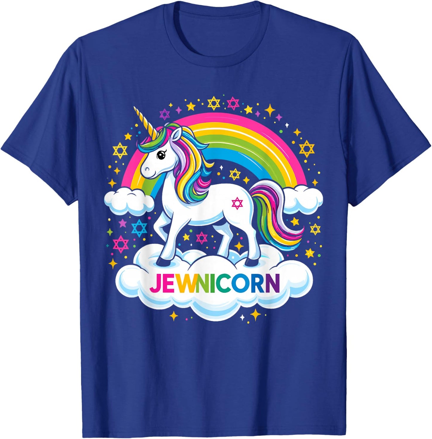 Hanukkah Jewnicorn Funny Jewish Unicorn T-Shirt - T-Shirt | Royal
