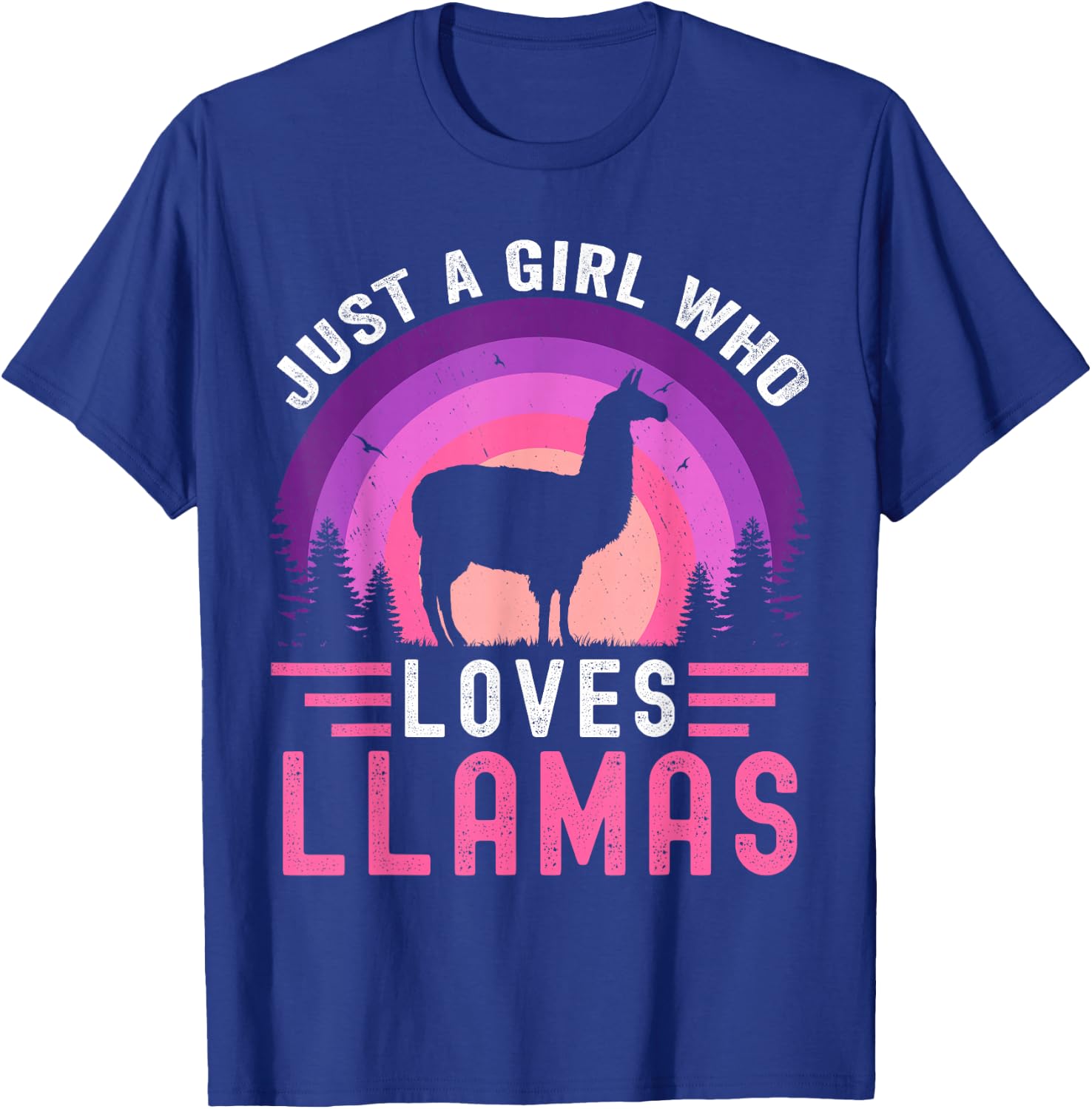 Just A Girl Who Loves Llamas Retro Vintage alpaca Llama T-Shirt - T-Shirt | Royal