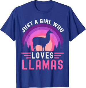 Just A Girl Who Loves Llamas Retro Vintage alpaca Llama T-Shirt - T-Shirt | Royal