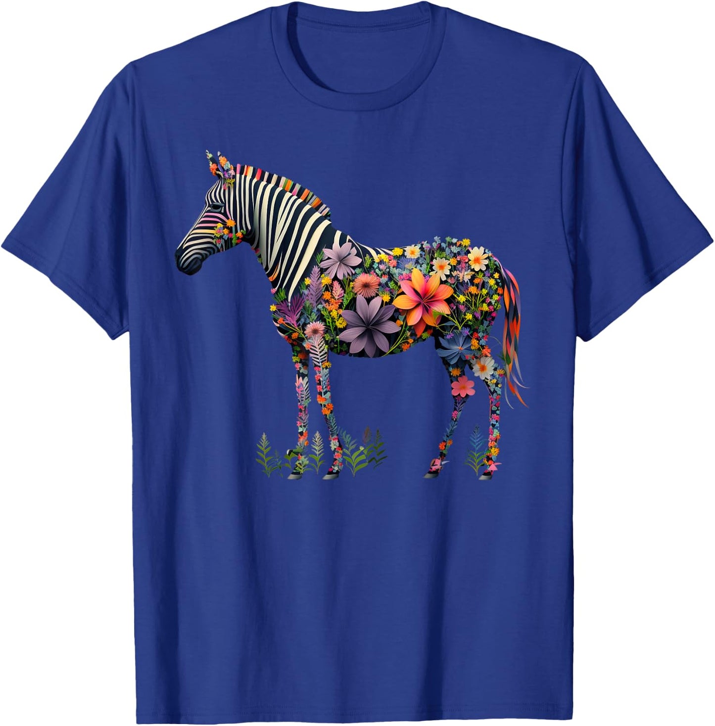 Cute Flower Zebra on summer Floral Zebra Men Women Kids T-Shirt - T-Shirt | Royal
