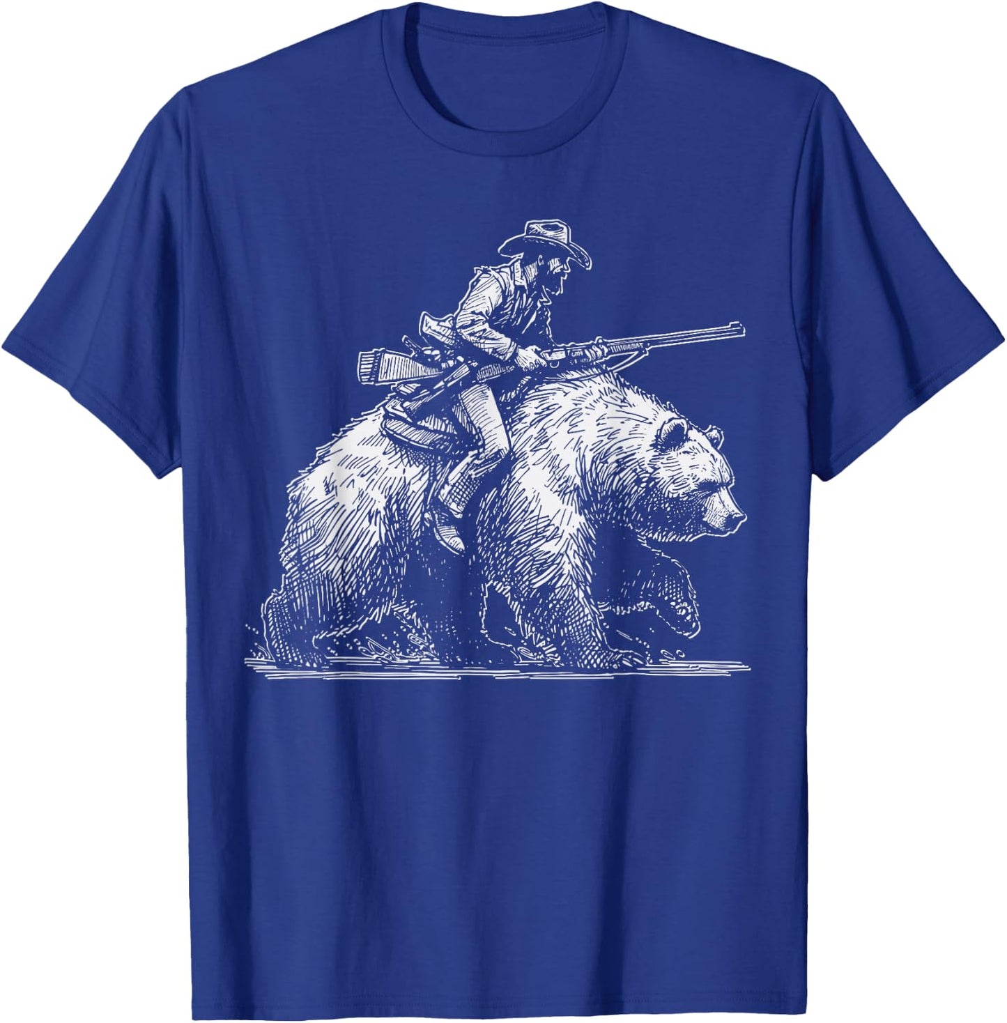 Funny Lumberjack Cowboy rides a Bear T-Shirt - T-Shirt | Royal
