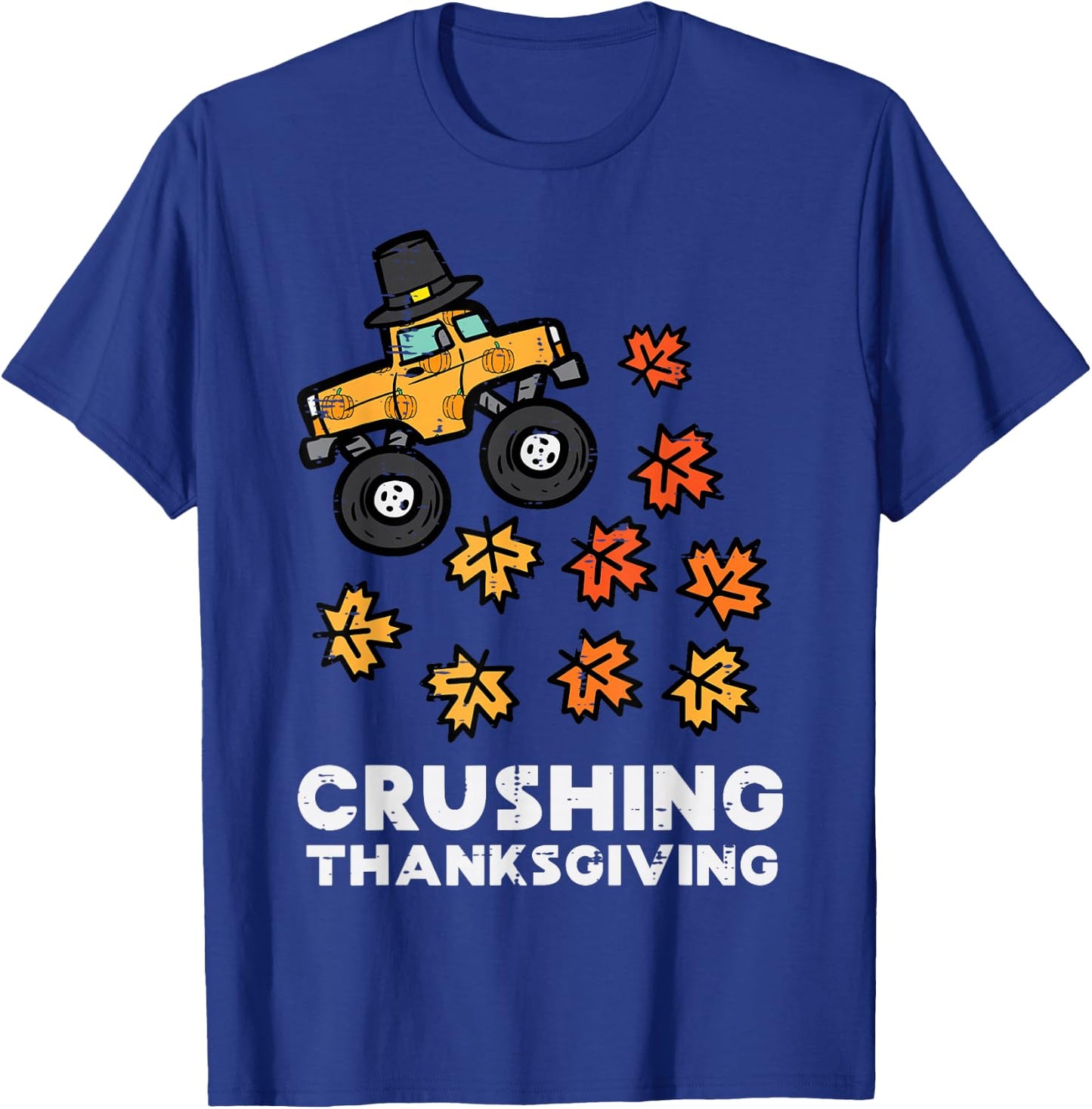 Crushing Thanksgiving Monster Truck Fall Toddler Boys Kids T-Shirt - T-Shirt | Royal