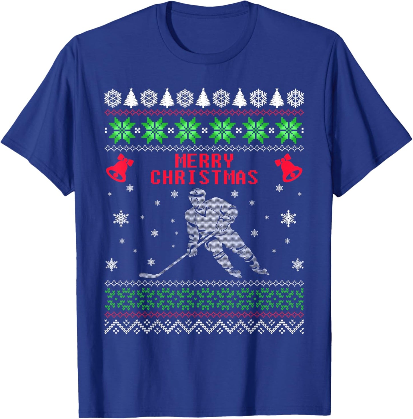 Hockey Ugly Christmas Sweater , Funny Men Women Gift T-Shirt - T-Shirt | Royal