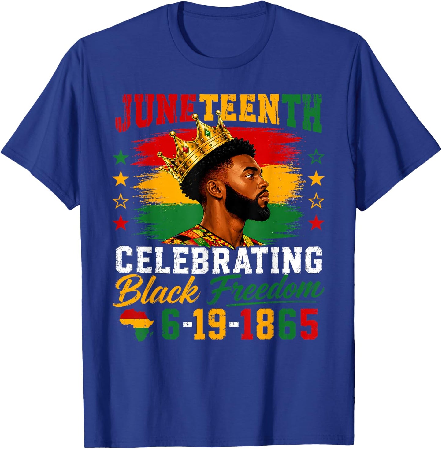 Juneteenth Shirts Men Black King Black American Freedom 1865 T-Shirt - T-Shirt | Royal