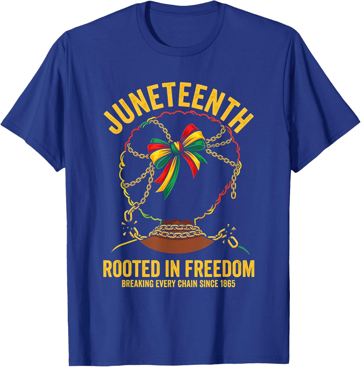 Juneteenth Rooted in Freedom Afro Girls Coquette Bow 1865 T-Shirt - T-Shirt | Royal