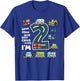 2nd Birthday Boy 2 Year Old Transportation Toddler Truck Car T-Shirt - T-Shirt | Royal