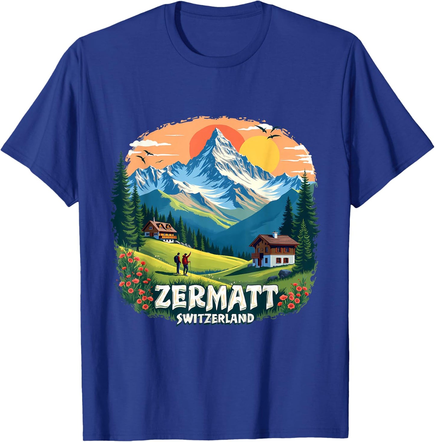 Zermatt Switzerland Alpine Adventure T-Shirt - T-Shirt | Royal