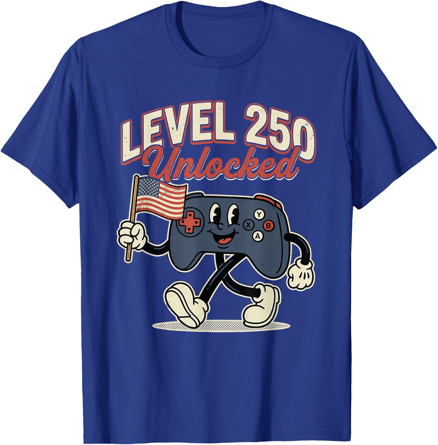 Funny Level 250 Unlocked 250th Anniversary Birthday Gamer T-Shirt - T-Shirt | Royal