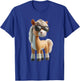 Trendy Horse Pattern with Sunglasses Horse Pony , Black, S T-Shirt - T-Shirt | Royal