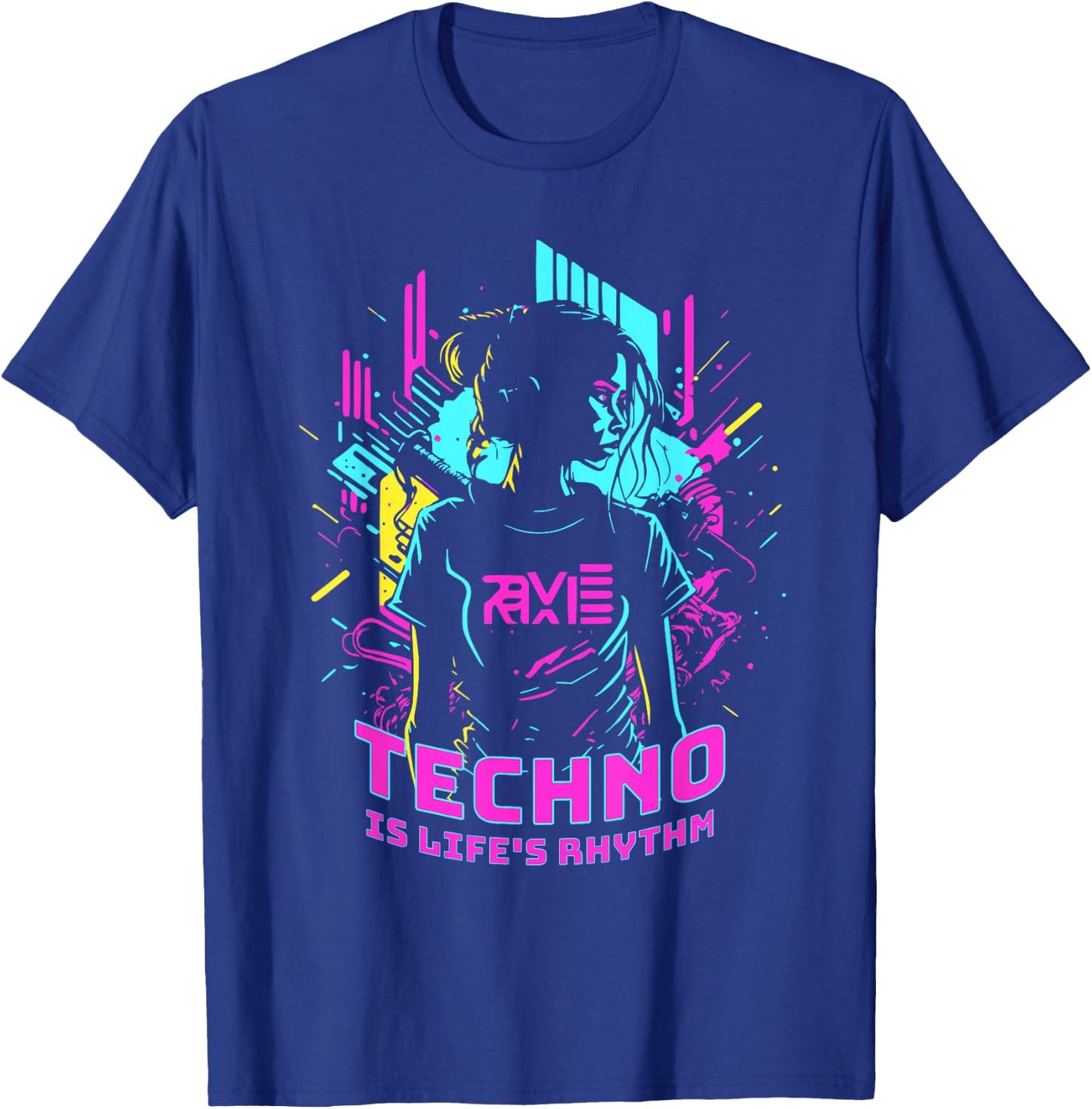 Techno Is Life's Rhythm , black T-Shirt - T-Shirt | Royal