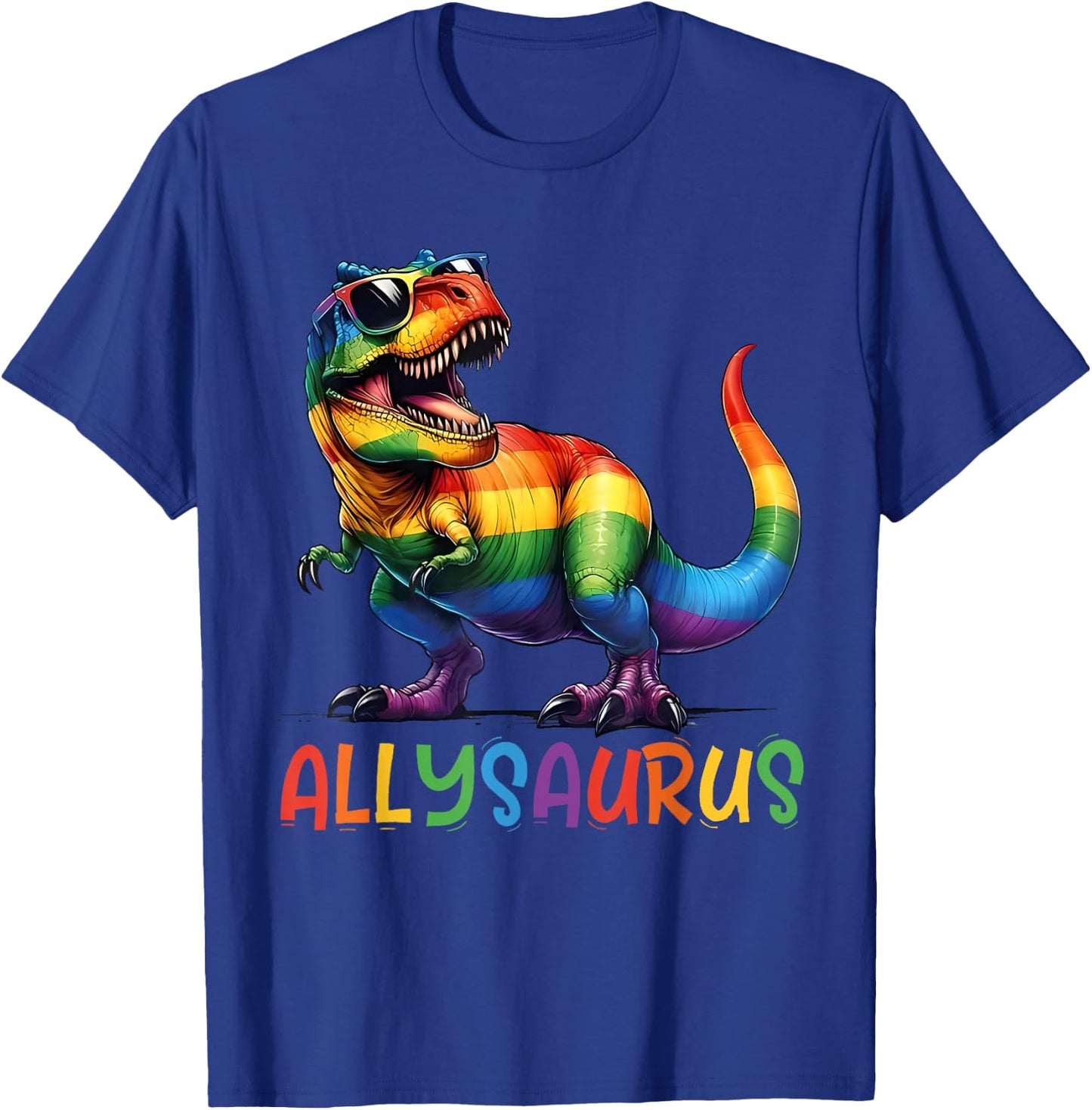 Kids Gay Rainbow Dino Allysaurus LGBT Pride Ally Toddler Boy T-Shirt - T-Shirt | Royal