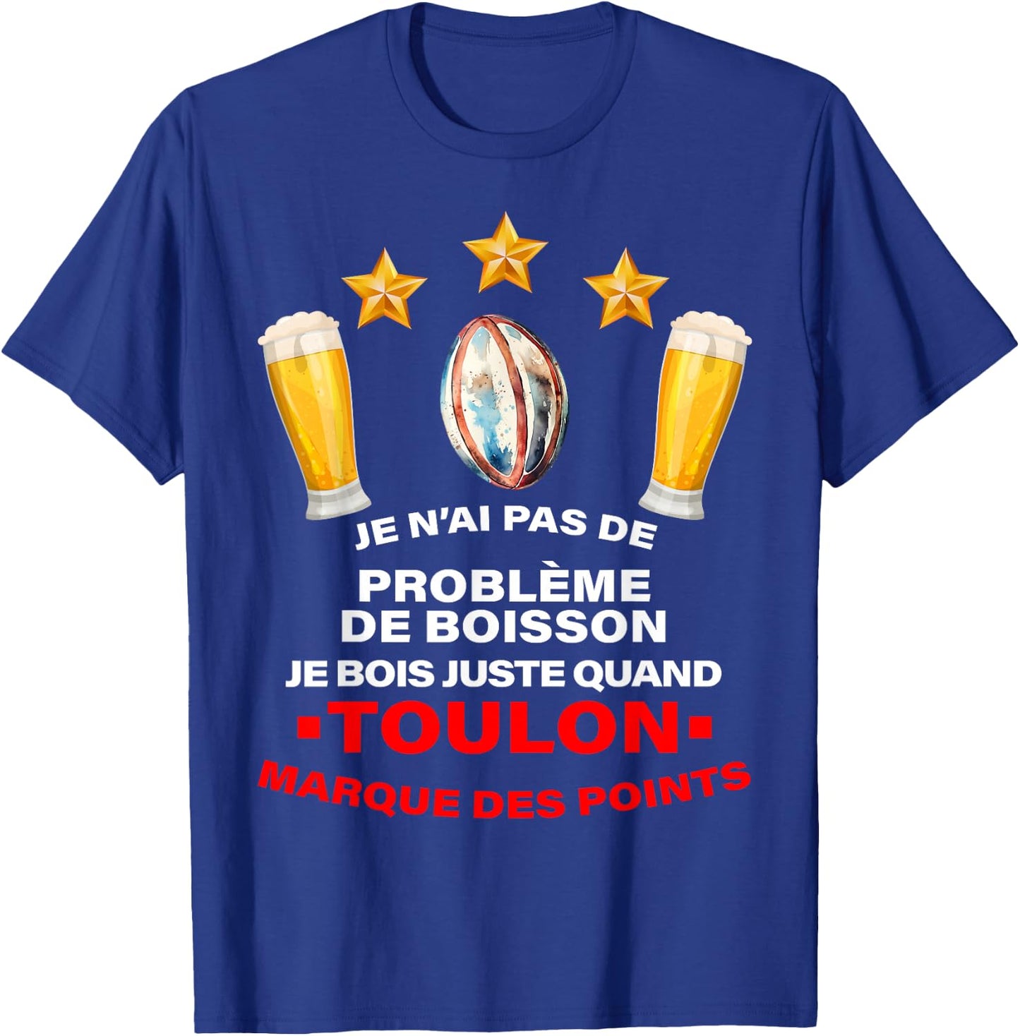 Supporter Rugby Toulon Humour Aperitif Third Half , Black, S T-Shirt - T-Shirt | Royal