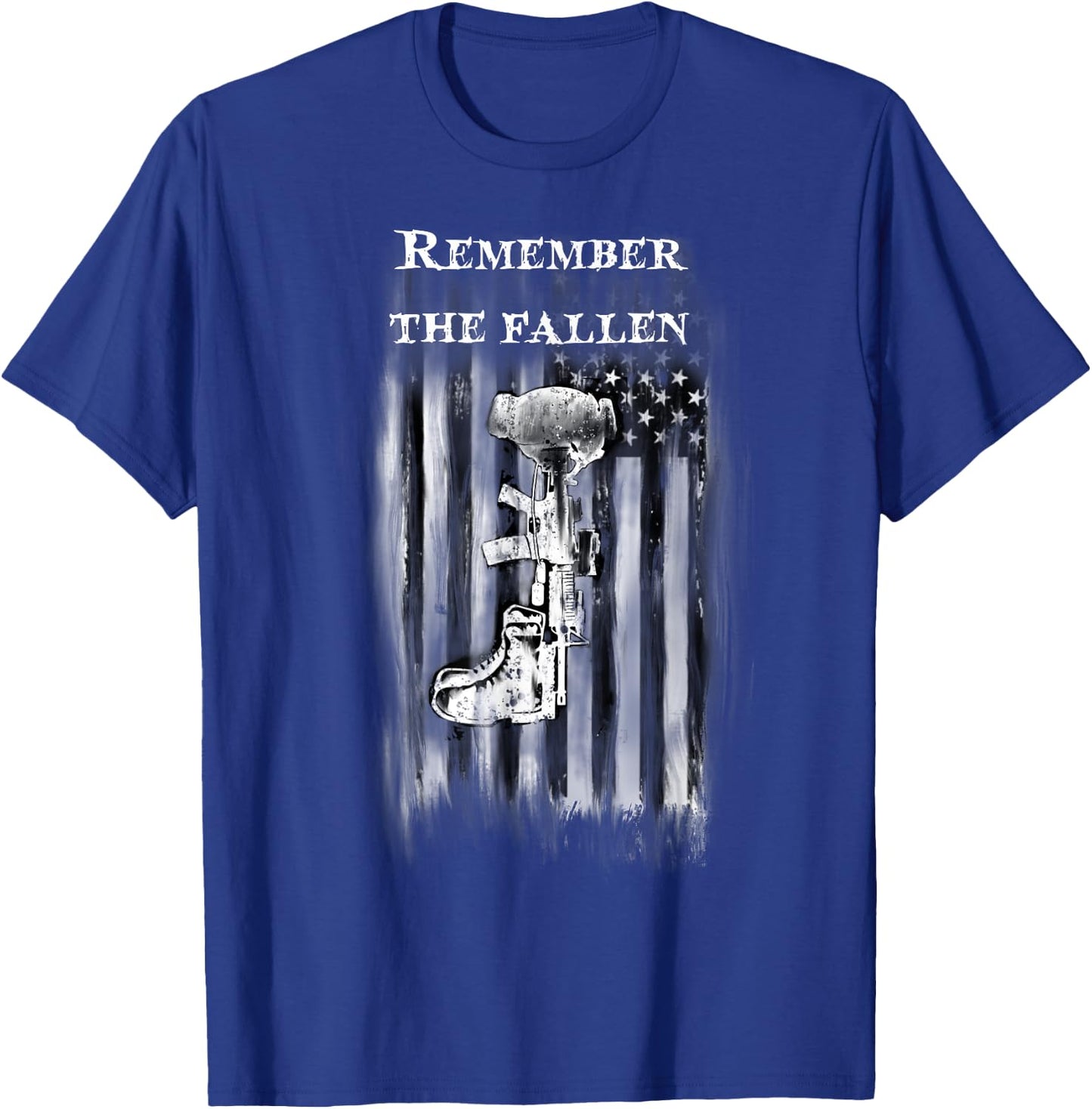 USA fallen soldier battle cross flag warrior shirt T-Shirt - T-Shirt | Royal