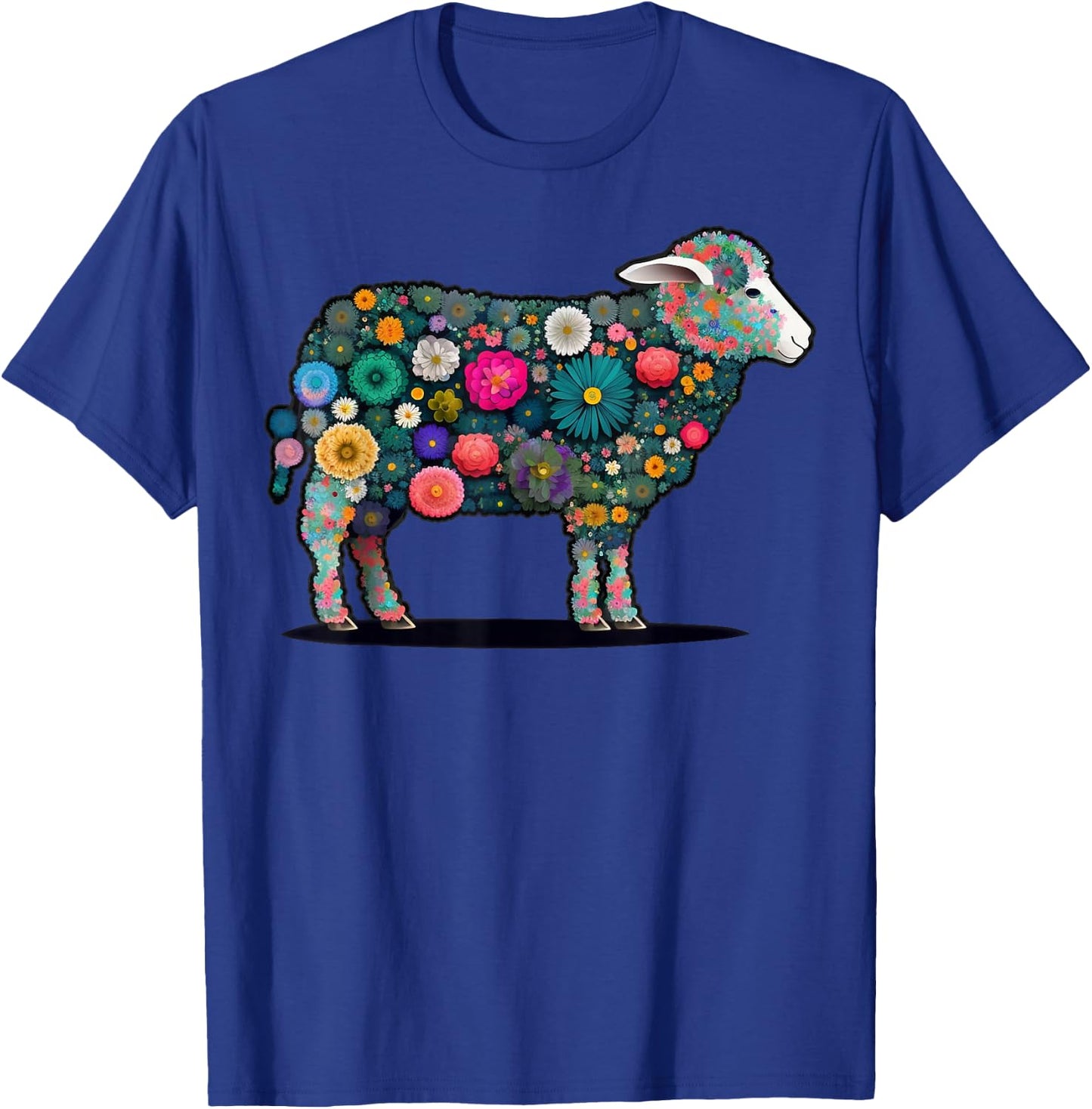 Cute Flower Sheep on summer Floral Sheep T-Shirt - T-Shirt | Royal