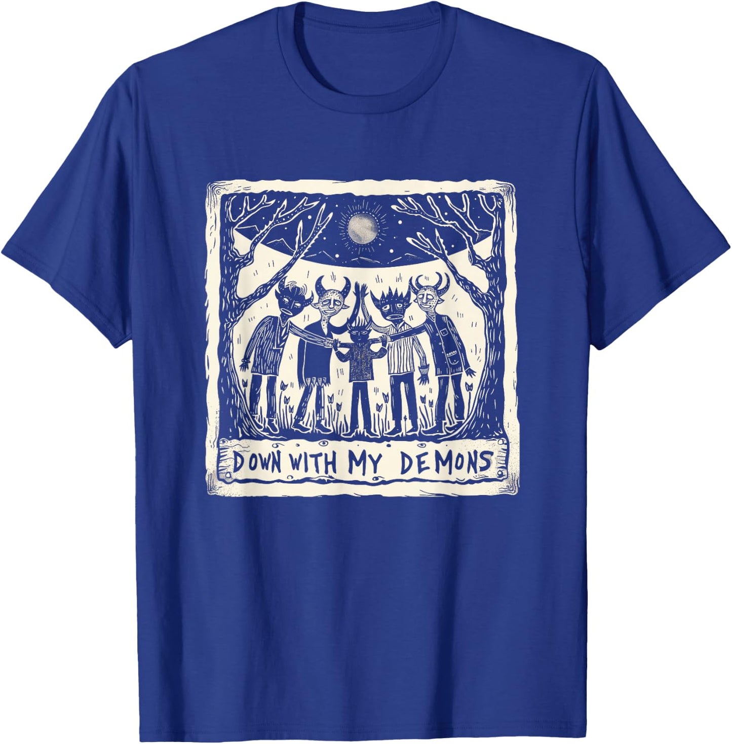 Down With My Demons Occult Gothic Witchcraft Horror Punk T-Shirt - T-Shirt | Royal