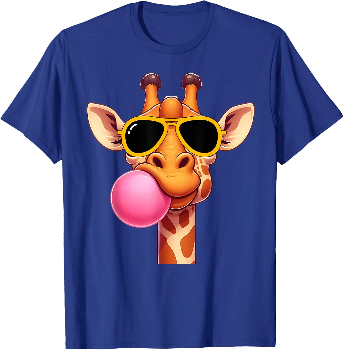 Giraffe cute Giraffe with pink Bubble Gum and Sunglasses T-Shirt - T-Shirt | Royal