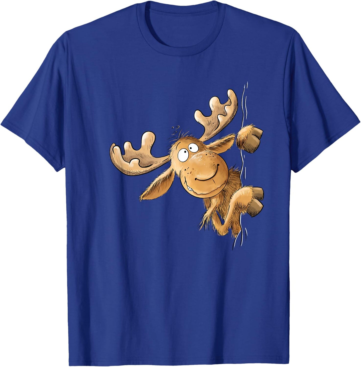 Funny with Cartoon I Elk Wild Animal Motif, black T-Shirt - T-Shirt | Royal