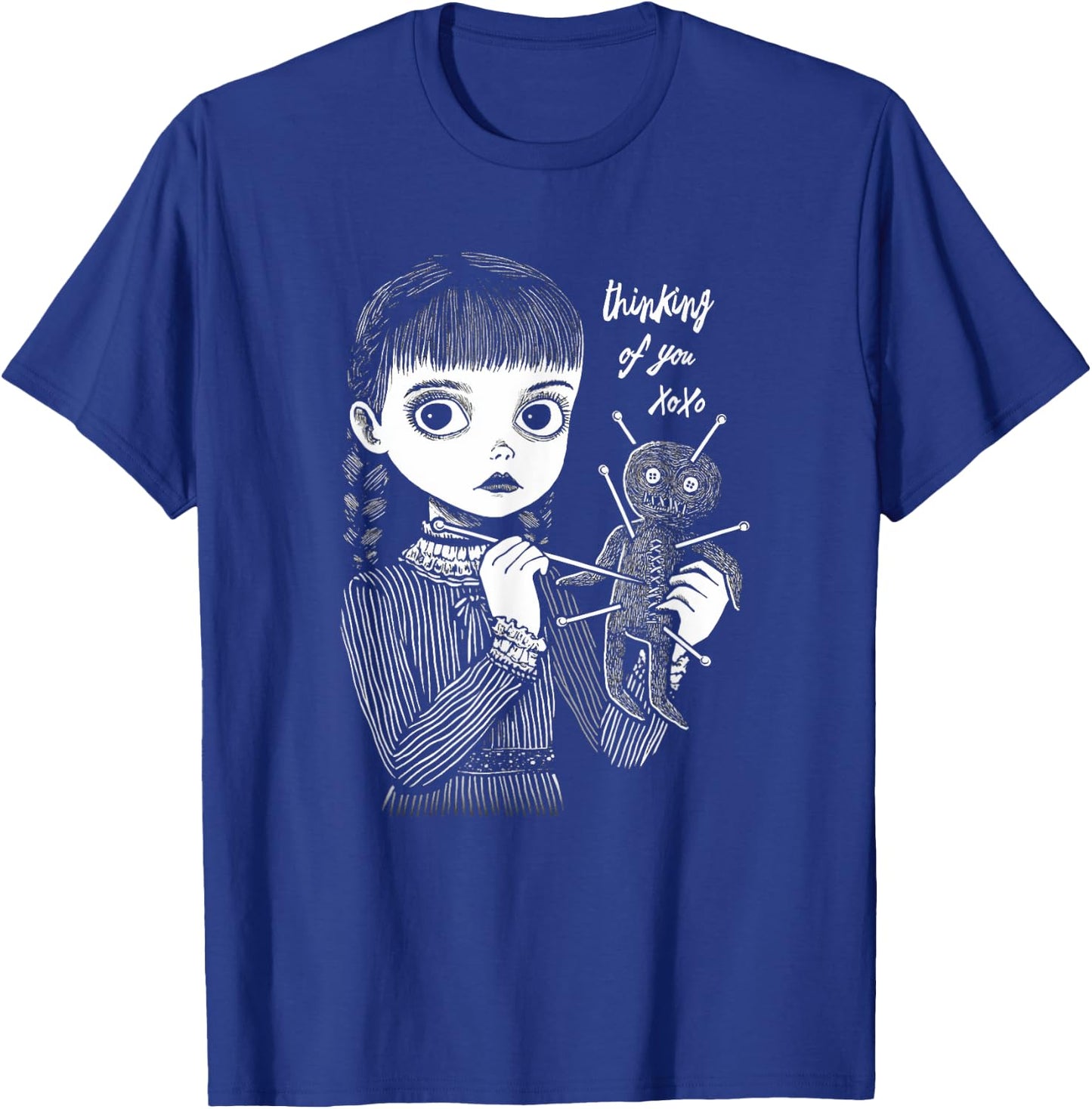 Thinking Of You Creepy Cute VooDoo Girl With Doll T-Shirt - T-Shirt | Royal