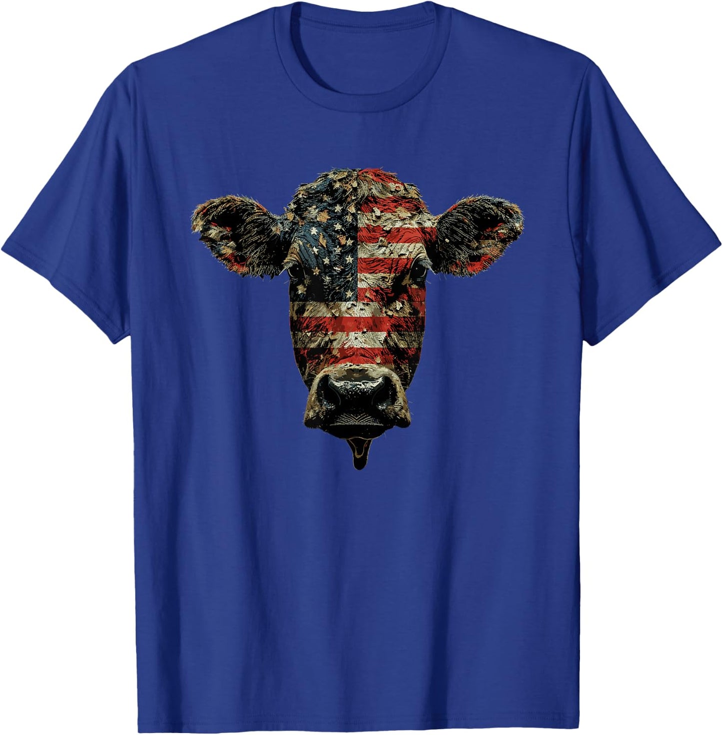 Cow Farm Patriotic Farmer 4th Of July USA American Flag Men T-Shirt - T-Shirt | Royal