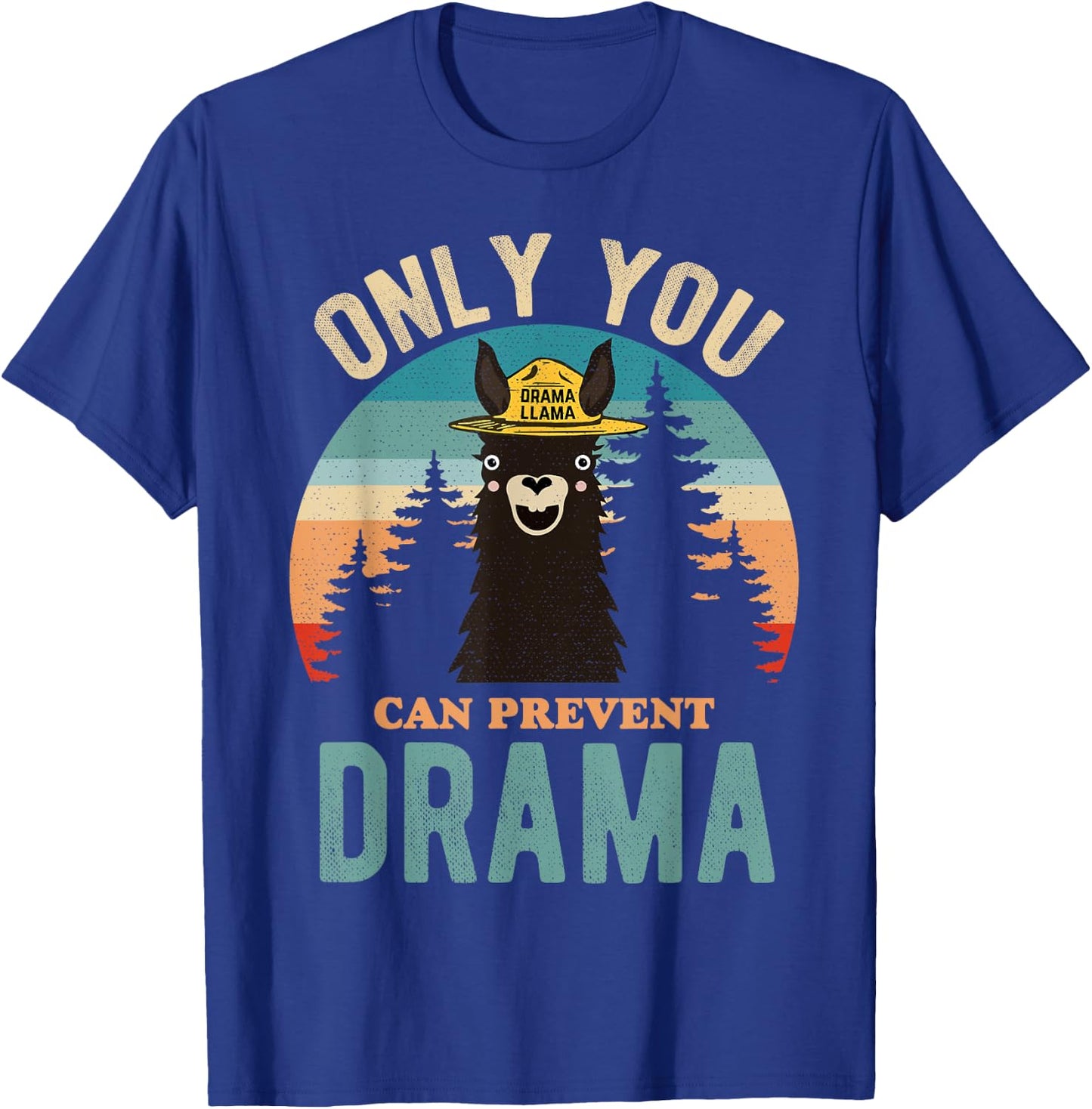 Only You Can Prevent Drama Vintage Funny Llama Graphic T-Shirt - T-Shirt | Royal