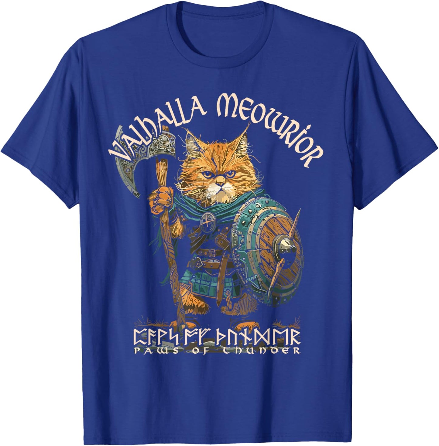 Nordic Norse Valhalla Viking Cat Warrior Men Kids T-Shirt - T-Shirt | Royal