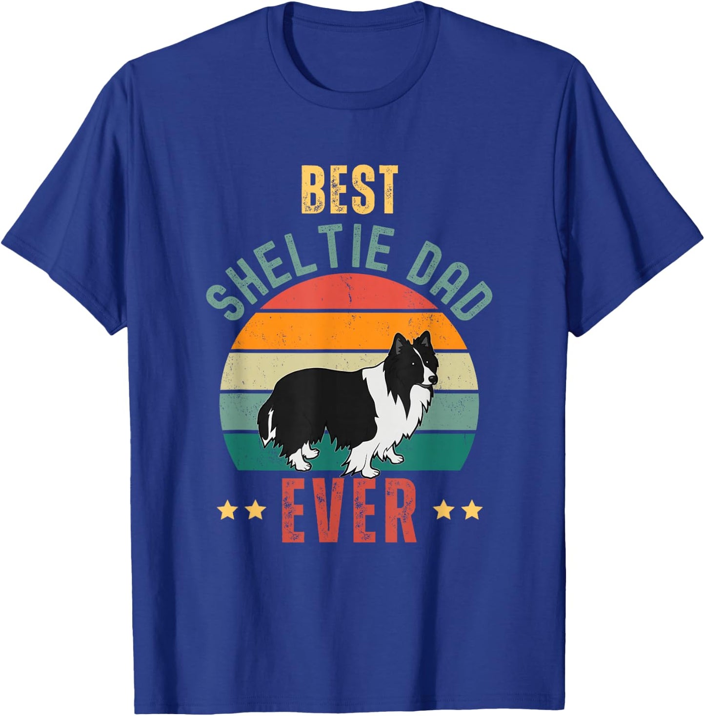 Best Sheltie Dad Ever Awesome Bi-Black Sheltie Dad T-Shirt - T-Shirt | Royal
