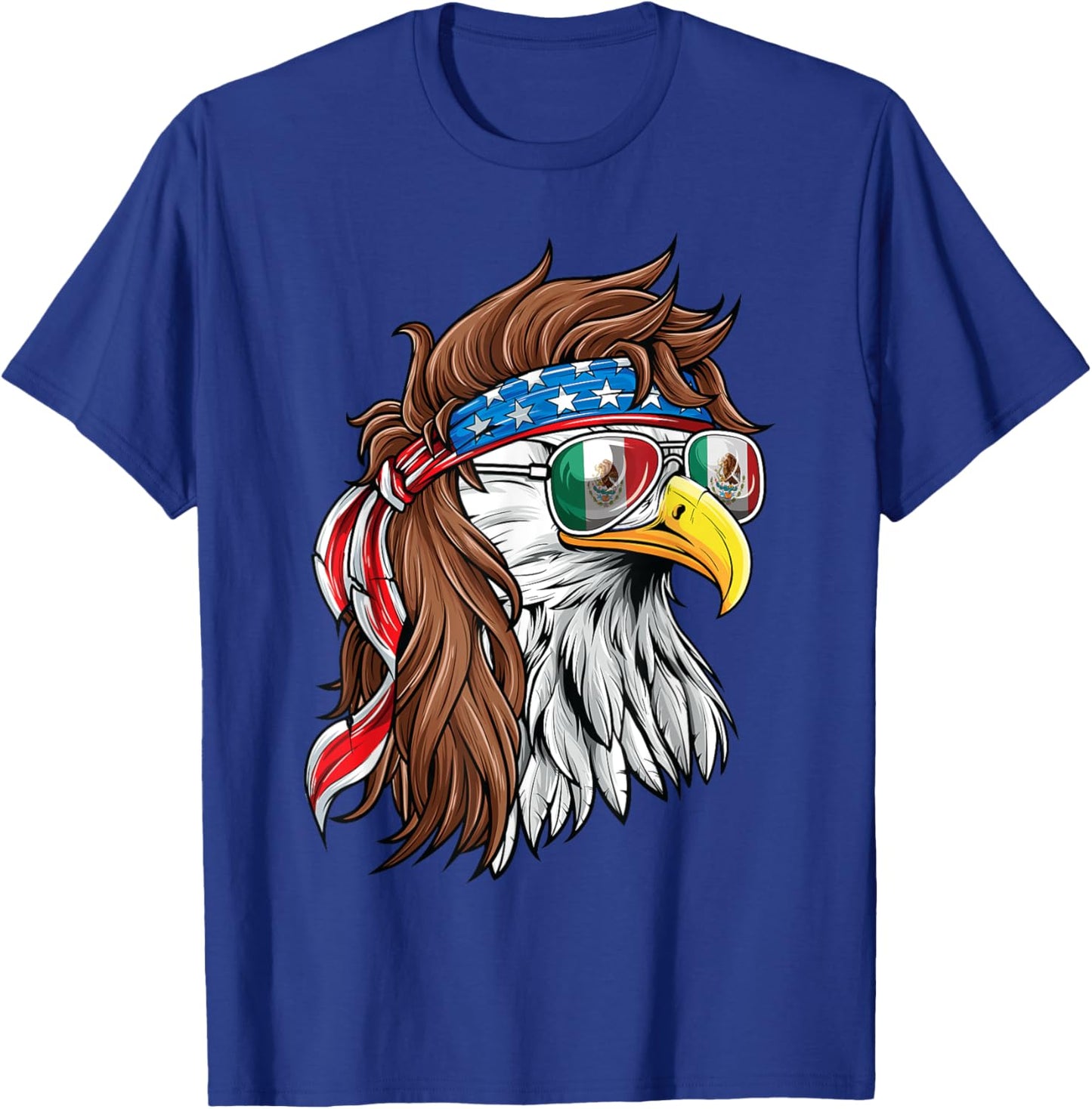 Mexican American Shirt Bald Eagle USA Mexico Flag July 4th T-Shirt - T-Shirt | Royal