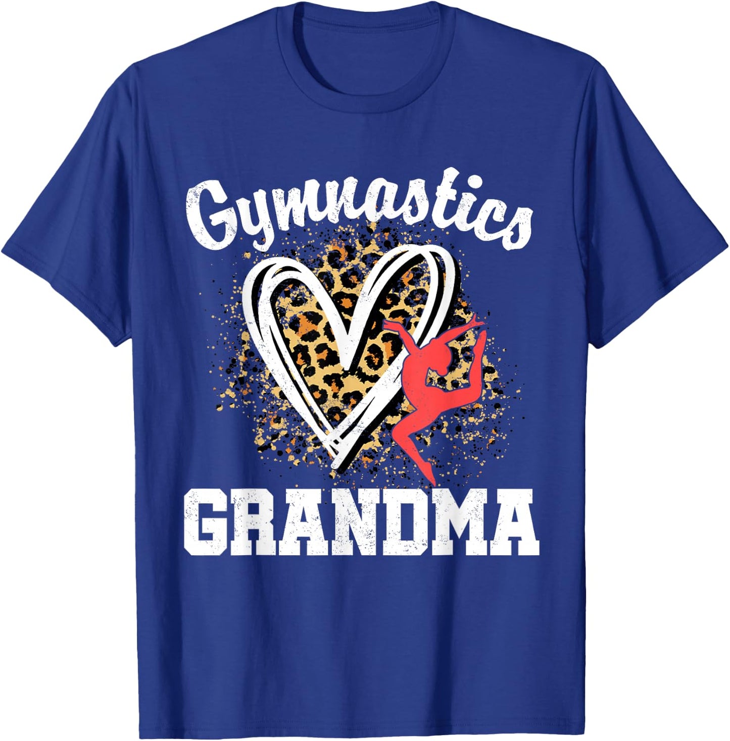Gymnastics Grandma Leopard Heart Gymnast Matching Family T-Shirt - T-Shirt | Royal