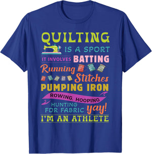 Quilting Athlete Funny Sewing Sport Funny Quilter Graphic T-Shirt - T-Shirt | Royal