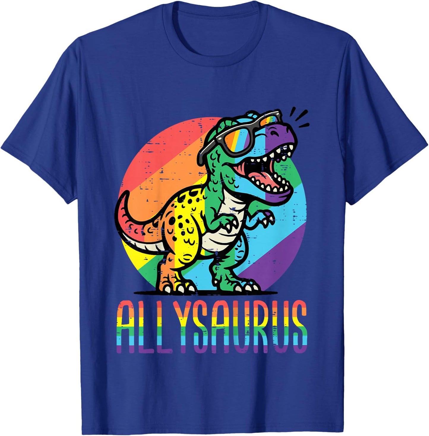 Kids Rainbow Dino Trex Allysaurus LGBTQ Gay Pride Ally Boys Kids T-Shirt - T-Shirt | Royal