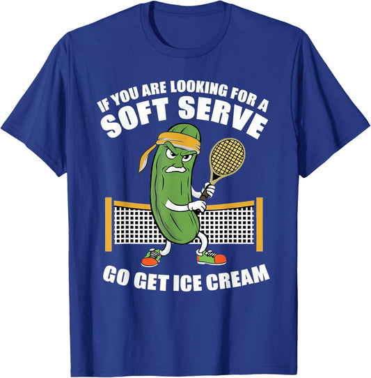 Funny Pickleball Playing Pickle Tennis Soft Serve Ice Cream T-Shirt - T-Shirt | Royal