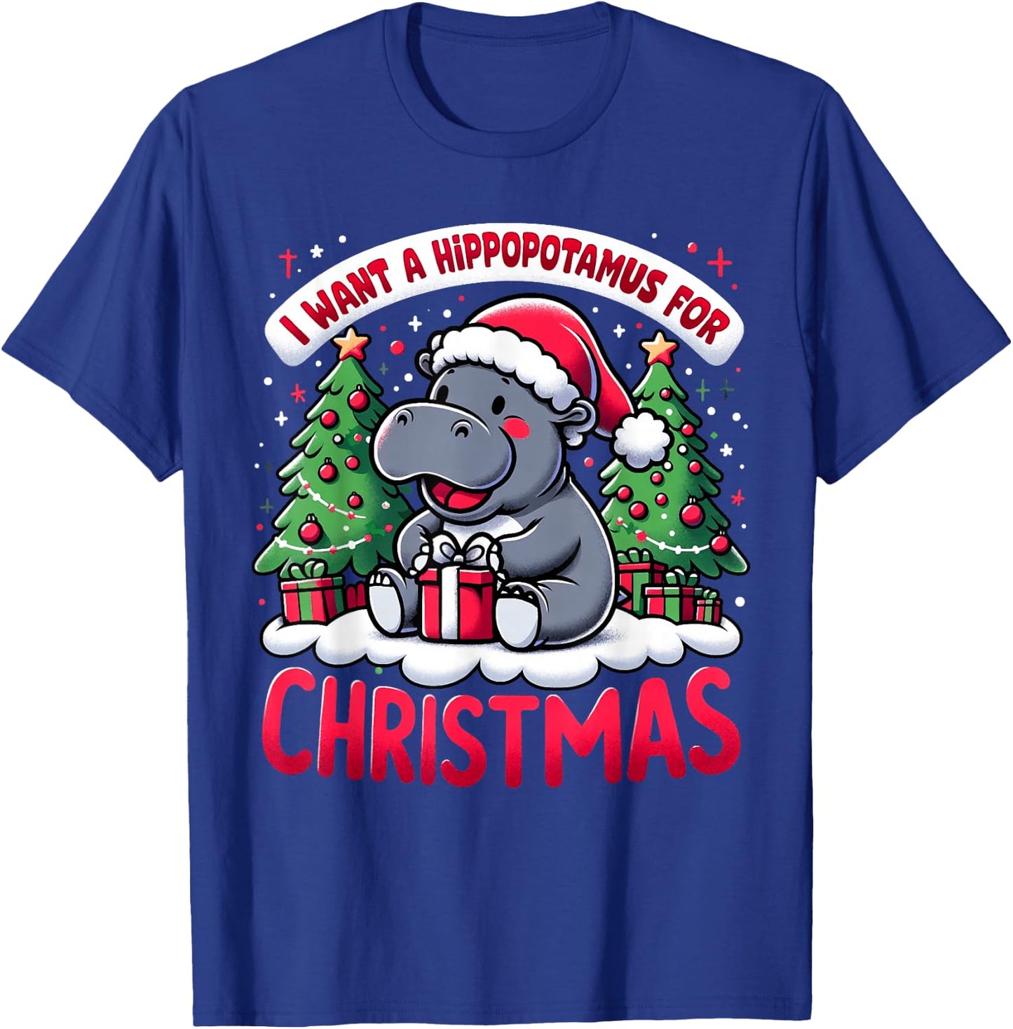 Christmas Tree Hippopotamus Xmas Hippo Lover Team Santa T-Shirt - T-Shirt | Royal