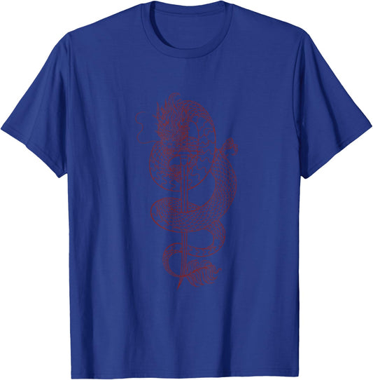 Japanese Dragon around Sword of a Samurai T-Shirt - T-Shirt | Royal