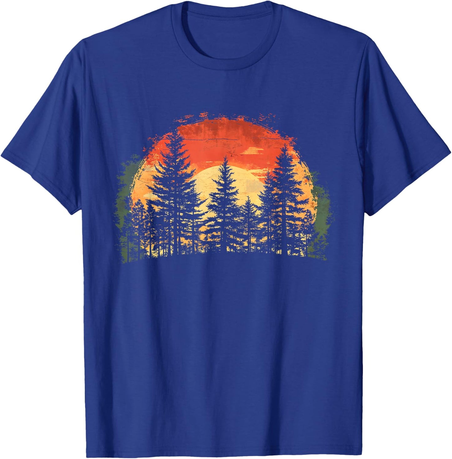 Sunset Tree Nature Lovers Trees Retro Forest T-Shirt - T-Shirt | Royal