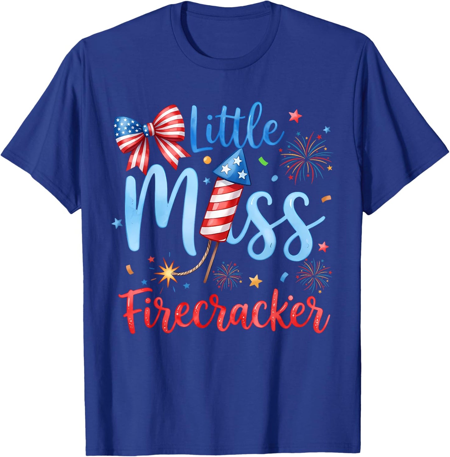 Miss Firecracker 4th July America Patriot Toddler Girl Kids T-Shirt - T-Shirt | Royal
